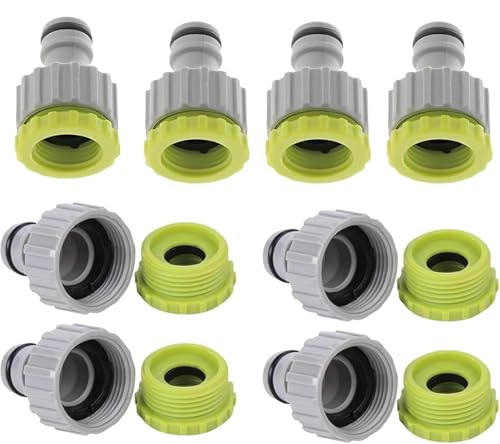Daczly 8 Stück Wasserhahn Adapter, 1/2 Zoll 3/4 Zoll 2-in-1 Garten Hahnverbinder Schlauchanschluss Set, Gartenschlauch Anschluss Wasserhahnanschluss für Gartenbewässerung, Rasenpflege