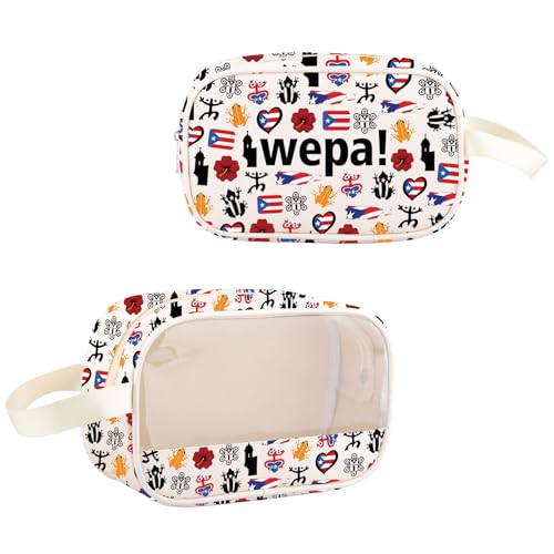 JXGZSO Puerto Rican Flag Cosmetic Bag Wepa Makeup Zipper Bag Puerto Rican Sayings Merch Latina Gift Spanish Gift Puertorican Gift (wepa MB)