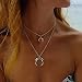 Produktbild Forall Boho Mond Geschichtete Halskette Silber Mode Choker Kette Zierliche Schlüsselbeinkette Schmuck Für Frauen Und Mädchen