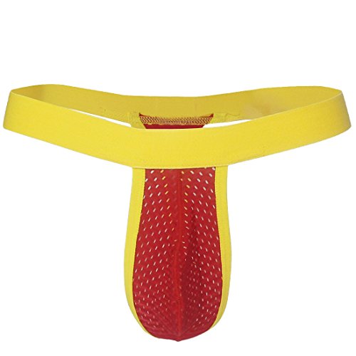 YiZYiF Men's Bulge Pouch Breathable Mesh G-Sting Micro Bikini Underwear (Red, Medium)