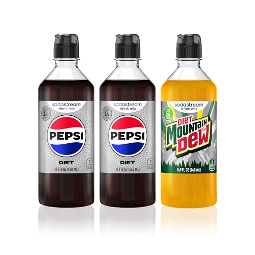 Image of Sodastream Pepsi & MTN Dew Variety Pack, Diet, New Pour Bottle 440ml, (Pack of 3)