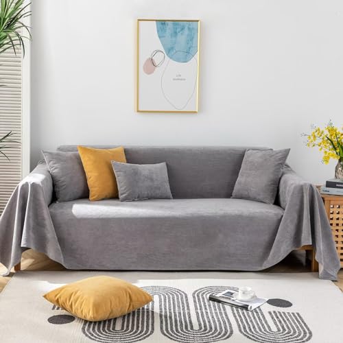 Vclife SF-1005-G-XL French Terry Couch Cover Water Resistant Simple Solid Dark Gray Sofa Slipcover cover