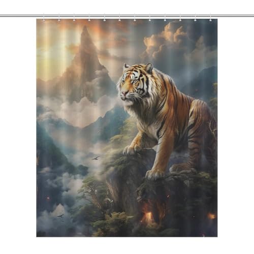 Rideau de douche tigre en polyester imperméable 152x183cm - 7