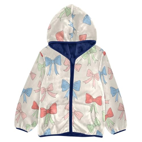 Colorful Ribbons on Beige Background Toddler Fleece Jacket Girl Boys Hooded Fleece Jacket Coat