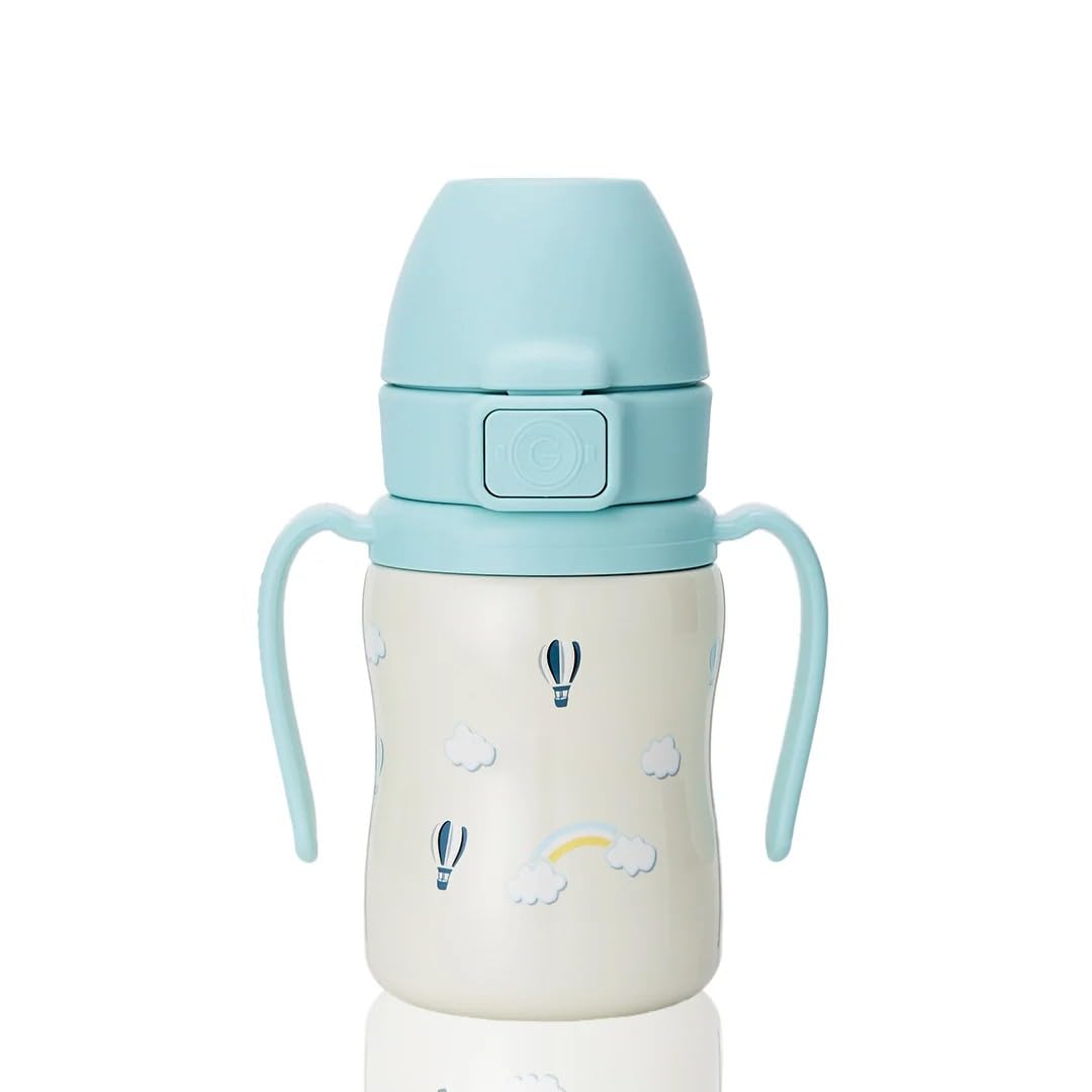 GROSMIMI Insulated 316 Stainless Steel Spill Proof Straw Cup, Water bottle with Flip Top for Toddlers, BPA Free (air balloon, 6oz)