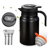 Termo de 1,5 l con colador de té, jarra térmica de acero inoxidable 316, doble pared, con indicador de temperatura, antigoteo y antigoteo, para té, café y leche