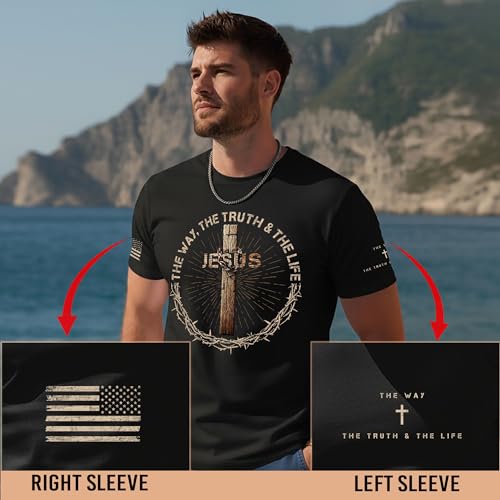 Jesus The Way The Truth The Life Shirt, Christian Shirts for Men, Cross Shirt, Bible Verse Tshirt, Faith Shirts for Men 23