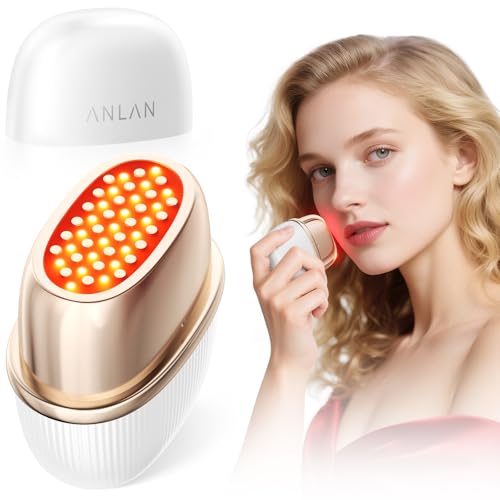 ANLAN Mini Radiofrecuencia Facial, 24K Oro RF Aparato Reafirmante y Antiarrugas, EMS Masajeador Facial Antienvejecimiento, 3 Modos, 3 Niveles, IPX6