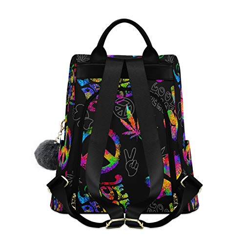 Image of ALAZA Rainbow Peace Love Sign Gesture Backpack Purse for Women Anti Theft Fashion Back Pack Shoulder Bag