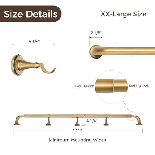 Image of TWOPAGES Burnished Brass French Return Curtain Rod 120 to 170 Inch
