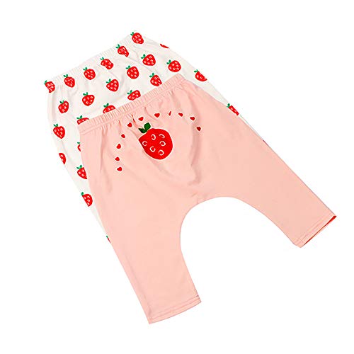 YINFOON 子供ロングパンツ 女の子 七分丈 長ズボン ルームウェア 春夏 ボトムス ベビーレギンス 2枚セット ピンクいちご組 100