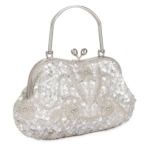 Image of UBORSE 1920s Vintage Clutch Purse Beaded Evening Bag for Women Formal Bridal Sequin Handbag Clutch for Wedding /Prom /Cocktail | 1920s