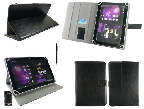Preisvergleich Produktbild Emartbuy® Schwarz Doppelfunktion Stylus + Universalbereich Schwarz Multi Angle Folio Executive Wallet Case Tasche Hülle Mit Kartensteckplätze Geeignet Für Odys Uno X10 10,1-Zoll-Tablet