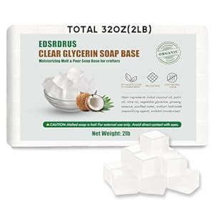 2LB Unscented Glycerin Soap Base DIY Handmade Soap Moisturizing Melt and Pour Soap Base for Crafting, Vegetable Glycerin & Coconut Oil, Easy to Cut (Transparent, 2LB)