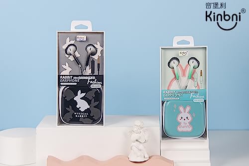 QearFun Bunny Earbuds for Kids, Kawakii Wired Earbud & in-Ear Headphones Gift for School Girls and Boys with Microphone and Lovely Earphones Storage Case（Blue by QearFun - Image 2