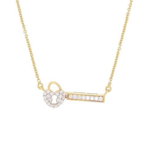 18KT Yellow Gold and Diamond Pendant with Chain For Women - DNKD22023121A