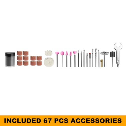 Image of INGCO 8V Cordless Grinder, 5000-28000rpm Variable Speed with 3.2mm Collet, 67Pcs Accessories & Safe Guard - USB-C Charging (Cable Sold Separately)