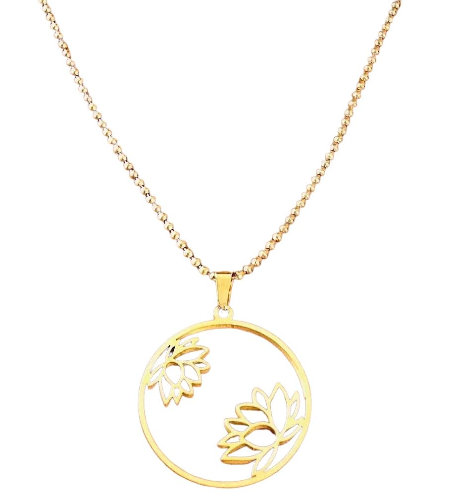 LOTUSBLUMEN Anhänger mit Kugel-Kette Edelstahl Hypoallergen in Silber, Gold oder Roségold