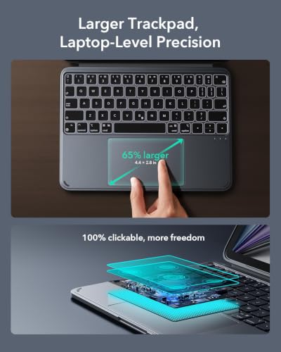 Image of ESR for iPad Air 11 Inch Case with Keyboard M4 /M3 /M2 (2026 /2025 /2024) & Air 5th /4th Gen Shift Keyboard Case, Magnetic Detachable Keyboard, Portrait /Landscape Modes, Click-Anywhere Trackpad, Dark Gray