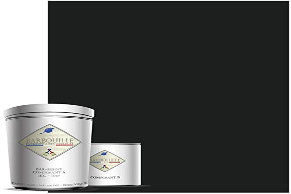 Peinture Résine Noir Vodounô - Résine Epoxy Bi-Composants - Effet Mat - Peinture Mur, Plafond, Boiserie, Carrelage & Métal - Lessivable - COV A+ - Fabriquée En France - 750 ml - BARBOUILLE
