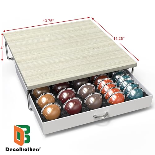 Image of Deco Brothers Vertuo Pod Holder Drawer, Fits 30 Large or 60 Small Capsules | Compatible with Nespresso Pods, Maple