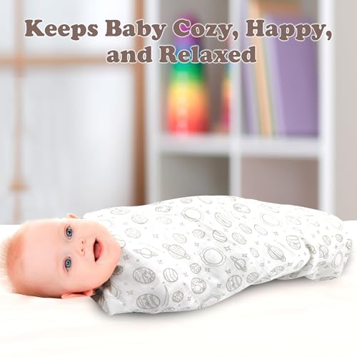 Image of Baby Swaddle Blankets for Newborn | 0-3 Month | Baby Swaddle Wrap for Boy and Girl | 2 Set of Adjustable Nursery Blankets | Breathable Soft Cotton (Gray /White)