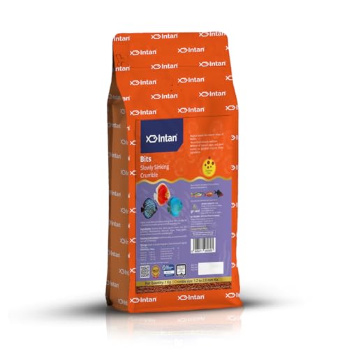 Intan Bits (1.2-2mm Slow Sinking Crushable Crumble) | 1Kg - Highly Nutritious Ornamental Fish Food for All - Discus, Danios, Barbs & Rainbow | Growel Feeds
