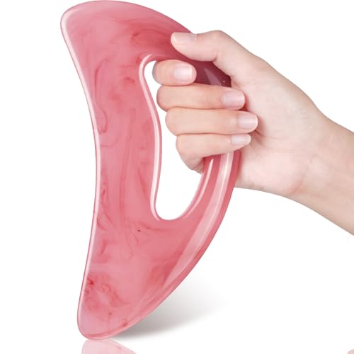 Giloner Professional Gua Sha Massage Tool for Body Contouring & Anti-Cellulite, Large Resin Lymphatic Drainage Board with Dual-Sided Design - Face and Back Massager for Women/Men, Home Spa Care(Pink)