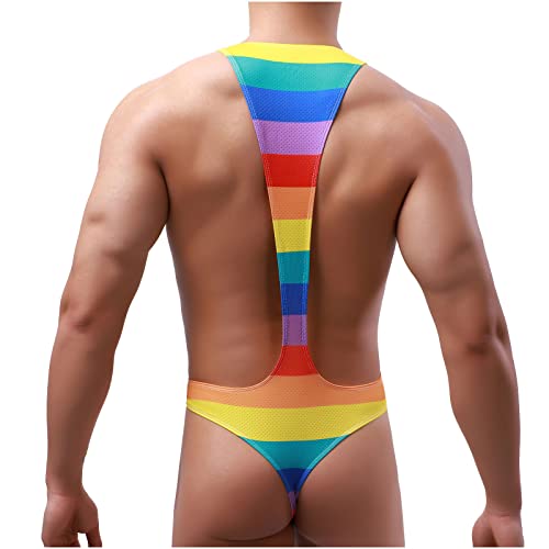Ctreela Mesh Jockstrap For Men Sexy Graphic Leotard Bulge Pouch Jumpsuit Underwear Print Wrestling Singlet Bodysuit Multicolor #TOP4