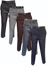 Mens Smart Casual Party Business Formal Work Office School Straight Polyester Easy Care Trousers Pants