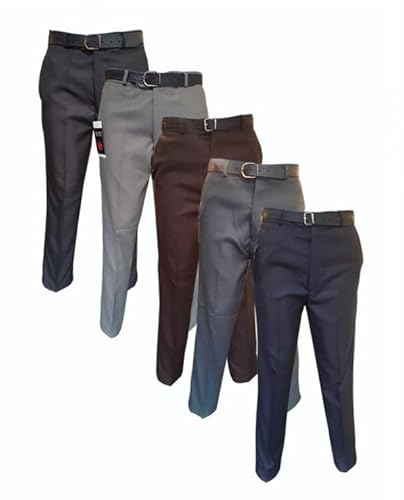 Gillicci Mens Smart Casual Party Business Formal Work Office School Straight Polyester Easy Care Trousers Pants (UK, Waist & Inseam, 32, 31, Black)