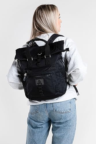 SEVENTEEN LONDON – Modern Cycling 'Canary Wharf' Fold Roll Top Backpack in a Classic Slim Urban Design – Fits Laptops up to 15"