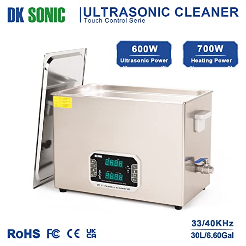 Dk Sonic Touch Ultrasonic Cleaner With Heater,Digital Timer And Basket Multiple Cleaning Mode For Lab Tools, Metal Parts, Carburetor, Fuel Injector, Brass, Auto Parts, Engine Parts, Etc (30L, 110V) #TOP1