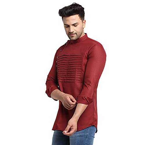 Image of SAIFOO Men's Rich Cotton Blind Short Kurta