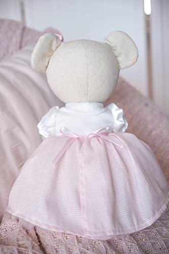 Inspired By Jewel Clover The Bear Plush Doll - Beautiful Teddy Bear Doll For Kids - Soft Cotton Linen Animal Plushie With Tulle Skirt, Pink Bow, Floppy Arms & Legs - Cute Decor & Gifts For Girls - 19" #TOP4