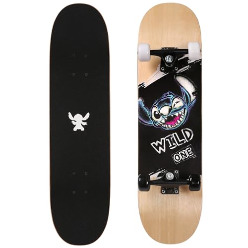 Disney Stitch Holz-Skateboard für Kinder 79 cm, rutschfest, breit, leicht und stabil bis zu 100 kg.(Stitch 3)