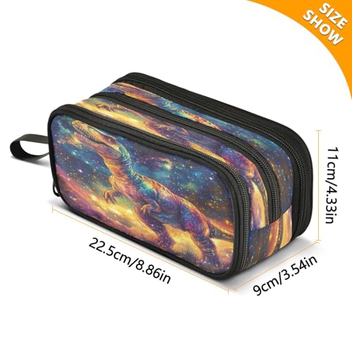 Image of Caikeny Pencil Case Stars Rainbow Dinosaurs Pen Bag Magic Space Large Capacity Pencil Box Pen Pouch with Zipper Cosmetic Organizer for Kids Teens Adults