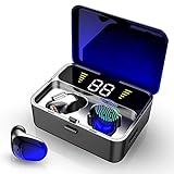 ♬【Bluetooth 5.0 HiFi Sonido Estéreo & CVC8.0 Cancelación de Ruido】Auriculares Bluetooth 5.0 están equipados con chips la última Bluetooth 5.0 y dos microfonos, incorporado la cancelación de ruido, ofrece una calidad de sonido de alta fidelidad. El bajo de auriculares los inalámbricos bluetooth está diseñado pensando en la seguridad de su oído, asegurarte una experiencia de llamada fluida y efectiva.