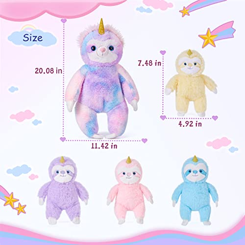 Ikasa Mommy Sloth Stuffed Animal Mom And Baby Plush Toy,Cute 20" Soft Small Fluffy Mama Family Set Cuddly Huggable Toy With Little Mini Babies,Gifts For Kids Girls Boys Girlfriend Children (Sloth) #TOP4