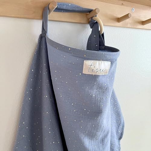 Image of Nursing Cover for Baby Breastfeeding & Pumping | Multi Use Car Seat Stroller Cover | Breathable Soft Muslin Cotton | Breast Feeding Apron & Shawl by TISU (Light Blue)