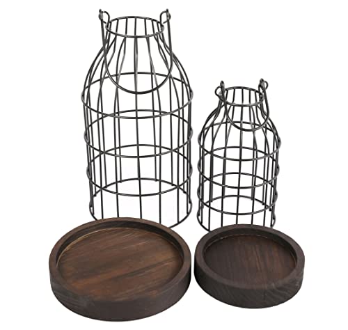 Wire Metal Cloche Set Of 2, Decorative Candle Holder Cage Lanterns For Table And Farmhouse Decor #TOP4