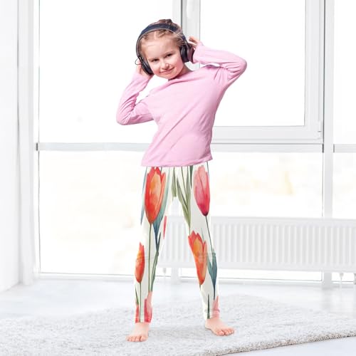Toddler Girls Leggings Printed Yoga Pants Leggings Watercolor Tulip for Kids4