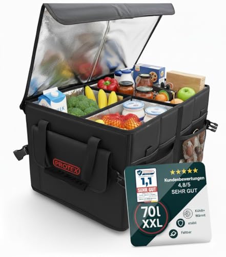 PROTEX Kofferraum Organizer [Testsieger 2025] 70 L Kühltasche - Faltbare...