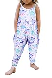 Vieille Little Girls Romper Size 7 Kids Summer Jumpsuit Dinosaur Print Beach Outfit Sleeveless One Piece Romper Size 7-8