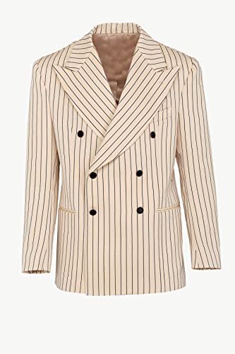 Blazer rayé pour homme avec col à pointe et double boutonnage élégant