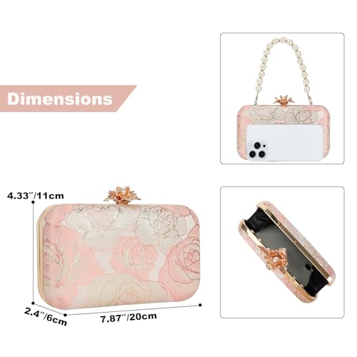 Image of Womens Vintage Floral Embroidery Clutch Evening Handbag Shoulder Bags Purse for Wedding Party Prom