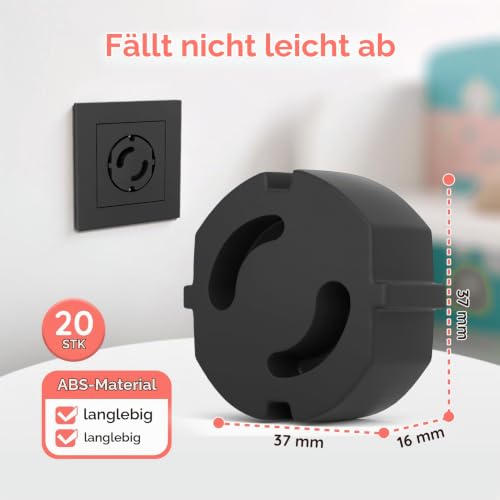 REDTRON 20×Steckdosen Kindersicherung, Steckdosensicherung Baby Kleinkinder, Schutz vor Stromschlägen, Steckdosensicherung Mit leimfreien… – Ansicht 5