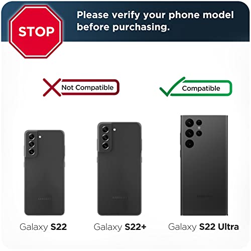 Encased Falcon Armor For Samsung Galaxy S22 Ultra Case With Kickstand, Full Body Protective Phone Cover (Wireless Charging Compatible) Black #TOP1