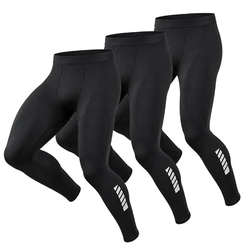Generic - 1/2/3 Pack Men's Compression Pants Quick Dry Stretch Athletic Leggings, Reflective Base Layer Running Tights for Workout Sports - Best Deal on Amazon