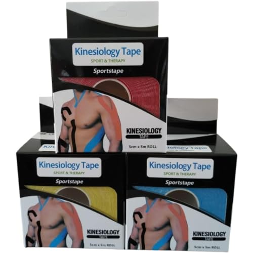 KIT 3 UNIDADES - Tape Kinesio Adesivo Funcional, Alívio à Dor e Lesões, Ortopedia, Fisioterapia, Atl